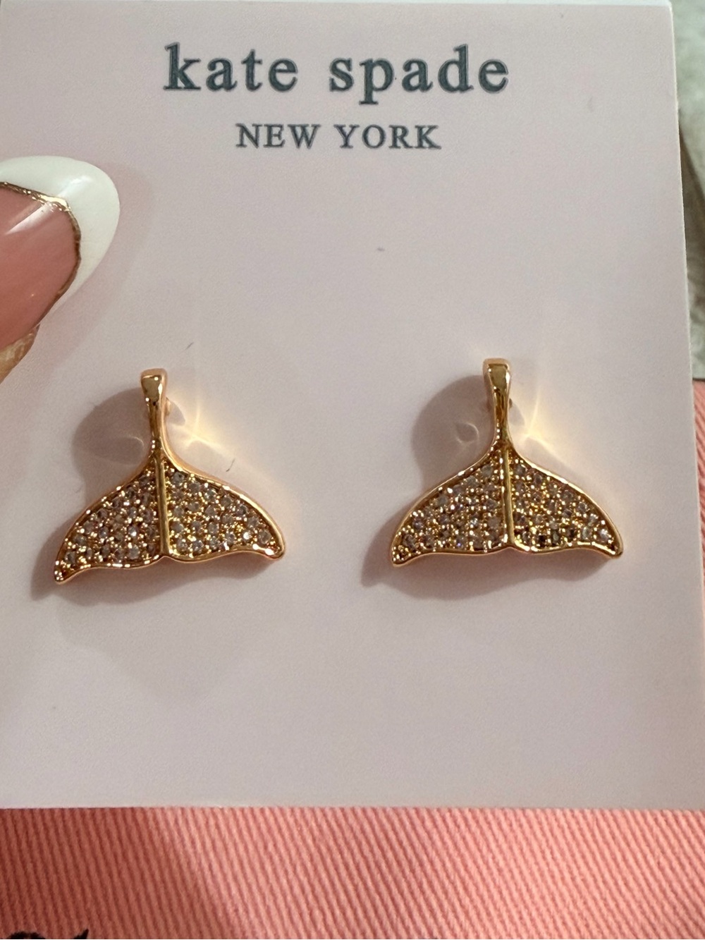 kate spade Gold Crystal Whale Tail Stud Earrings - NEW ✨